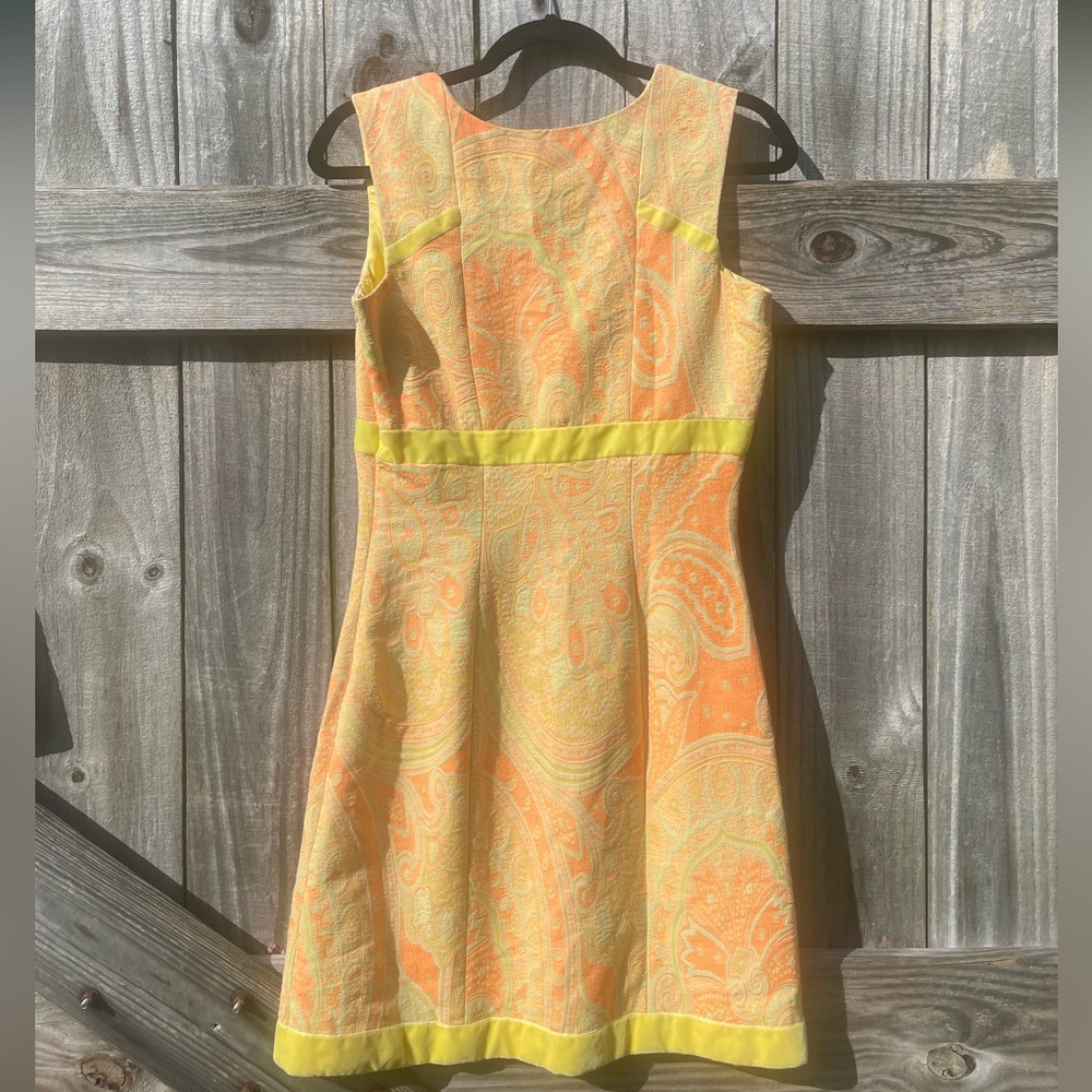 Tracy Reese Vibrant Orange and Yellow Midi Dress Size 6 - Picture 5 of 8
